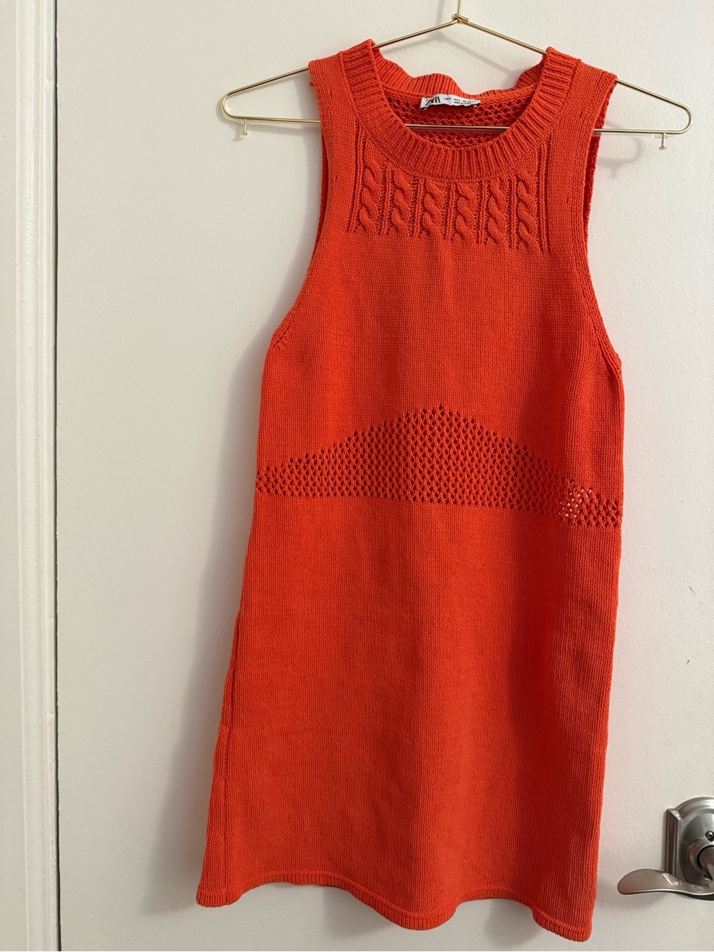 Zara Bright Orange Knit Sleeveless Girls Dress